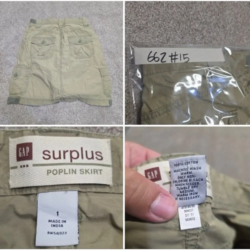 Y2K Gorpcore Indie Gap Surplus Women's Cargo Mini Skirt Sz 1 Olive Green Cotton